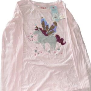 Cat & Jack Target Pink Unicorn Long Sleeve Flip Sequins Shirt size 10-12 Kids